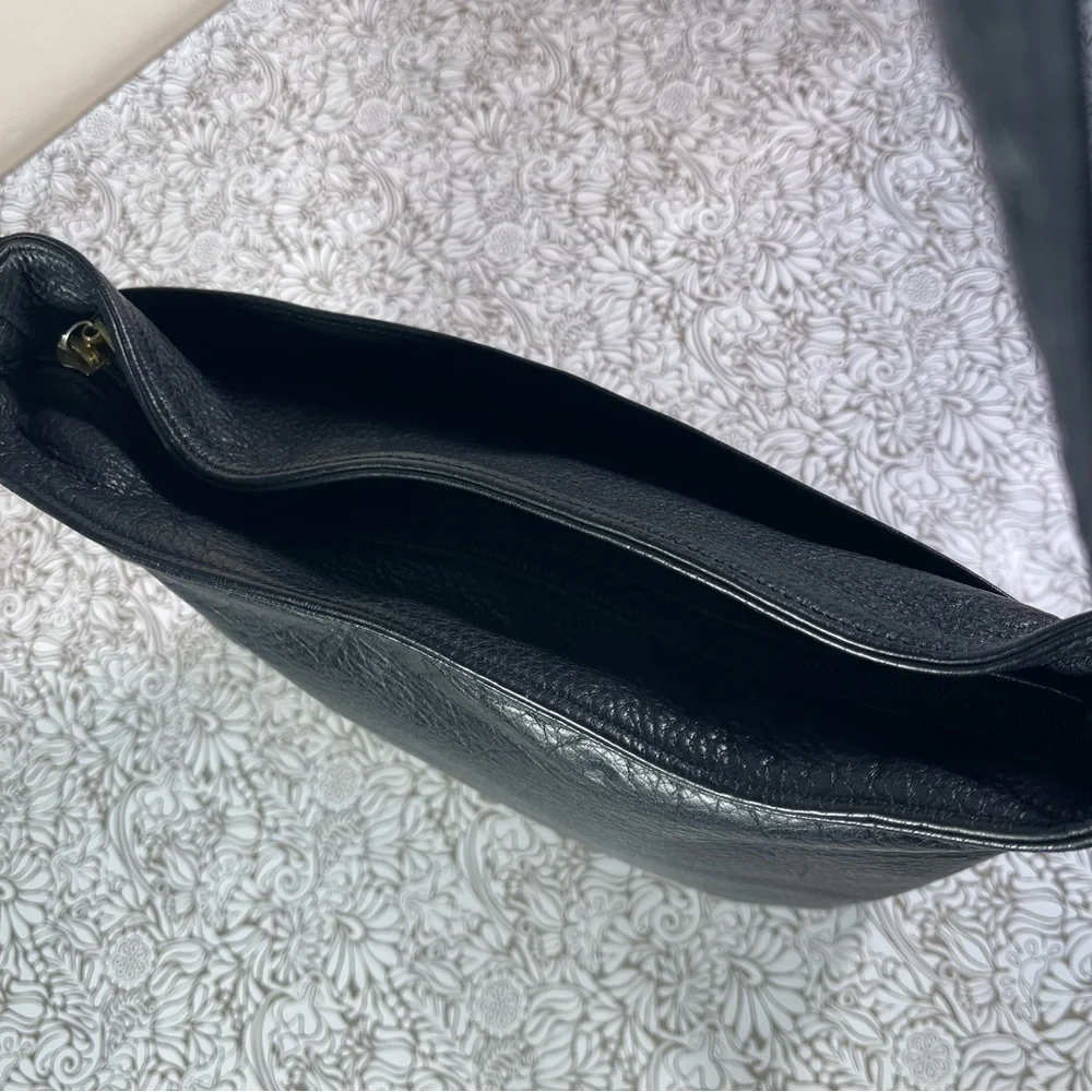 Vintage Libaire Black Leather Shoulder Bag Made in USA Pebbled Leather Purse